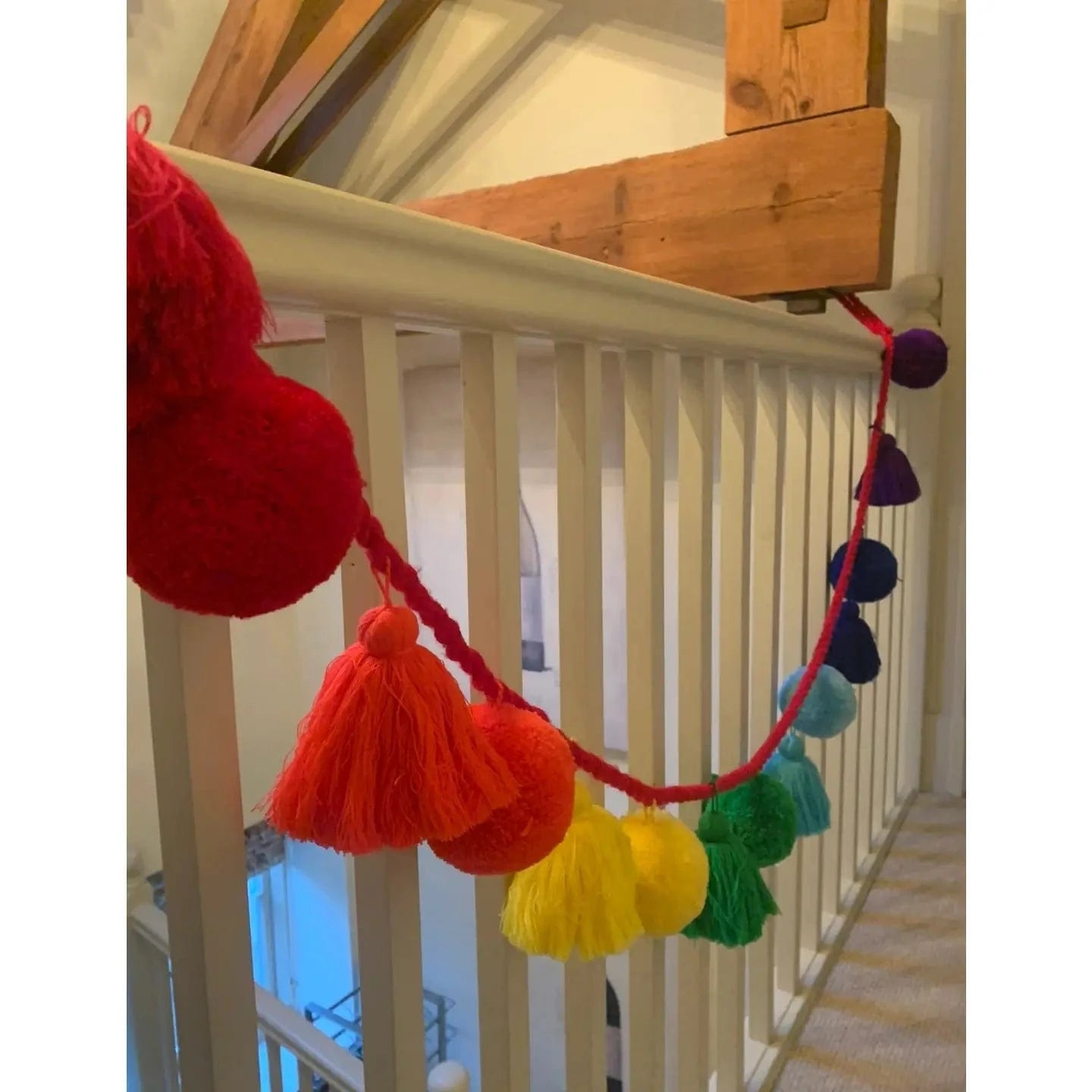 PomPom Galore Room Decor Rainbow Jumbo Pom Pom & Tassel Garland