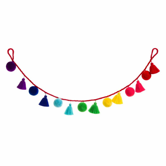 PomPom Galore Room Decor Rainbow Jumbo Pom Pom & Tassel Garland