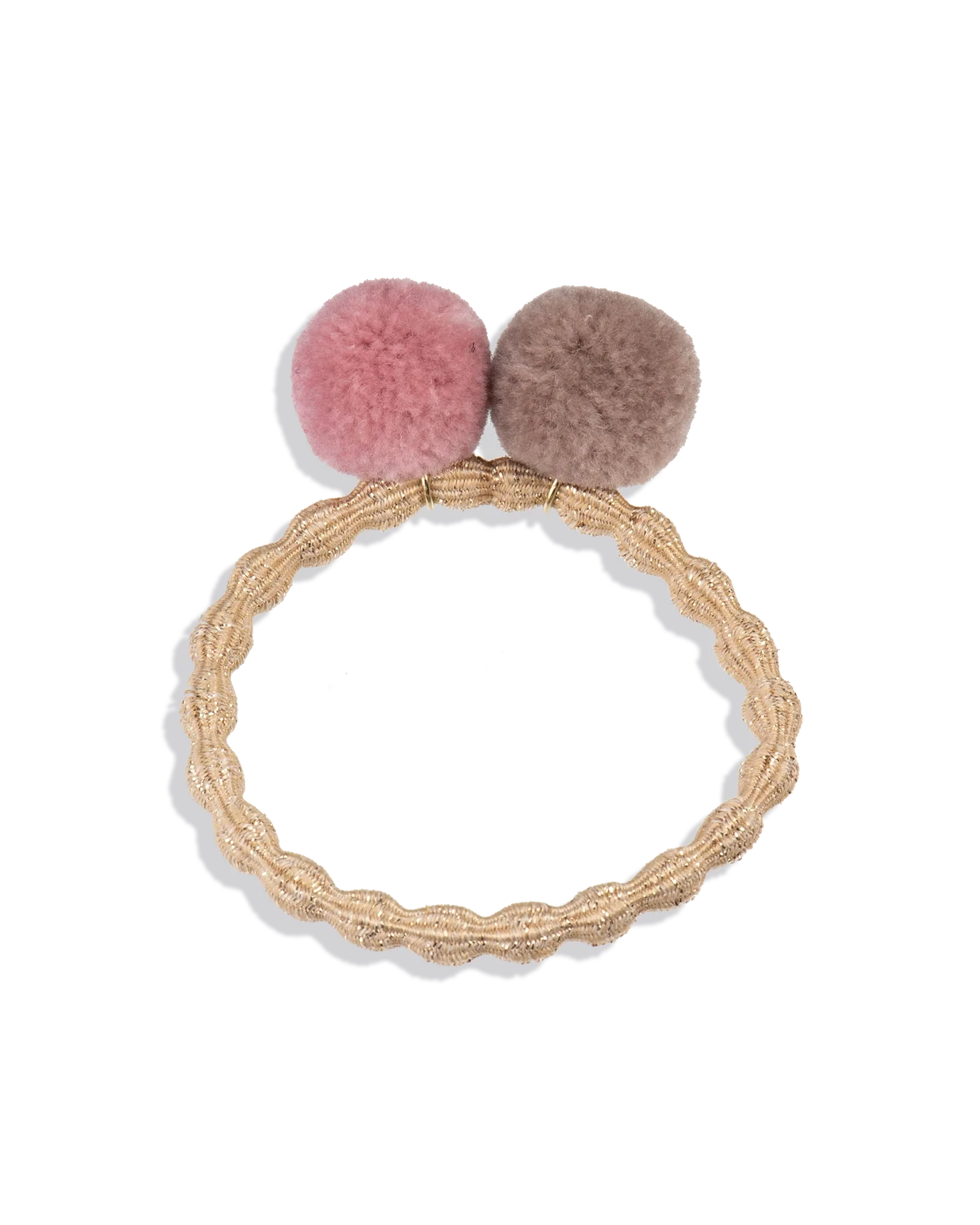 PomPom Hair Tie Beige Glitter