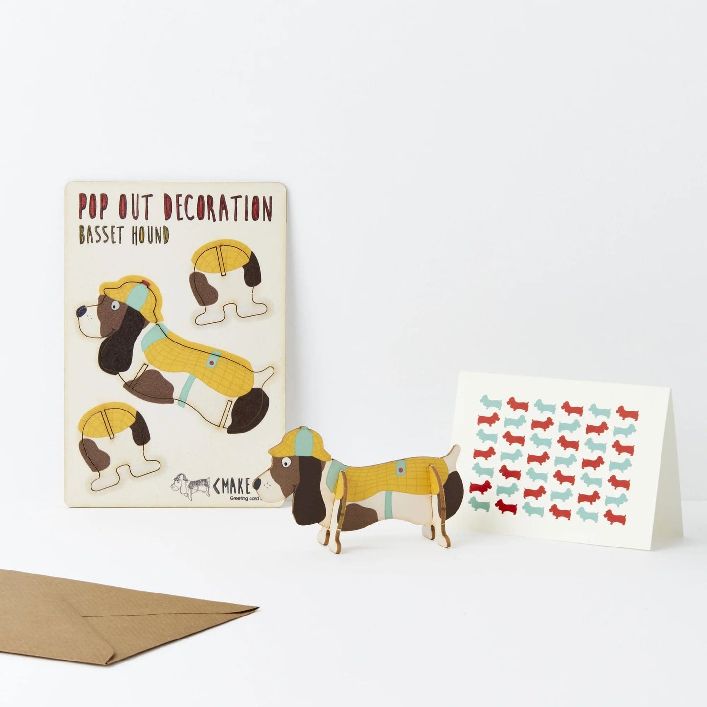 Pop Out Card Company Accessories Basset Hound Pop Out Greeting Card