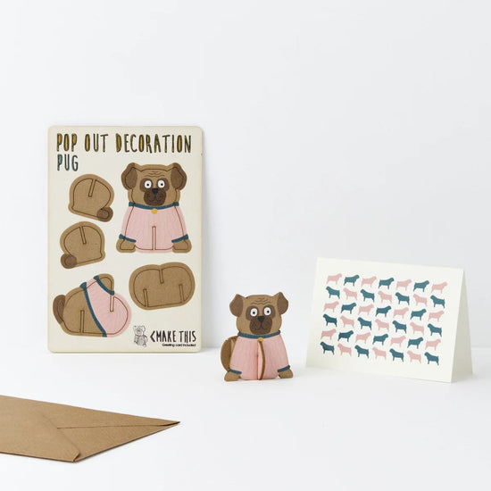 Pop Out Card Company Accessories Pug Pop Out Greeting Card