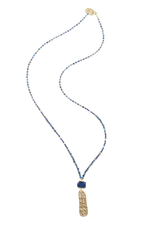 Pranella Necklaces Blue Tag Necklace in Gold