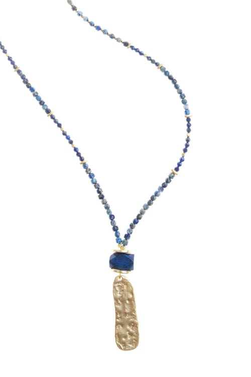 Pranella Necklaces Blue Tag Necklace in Gold