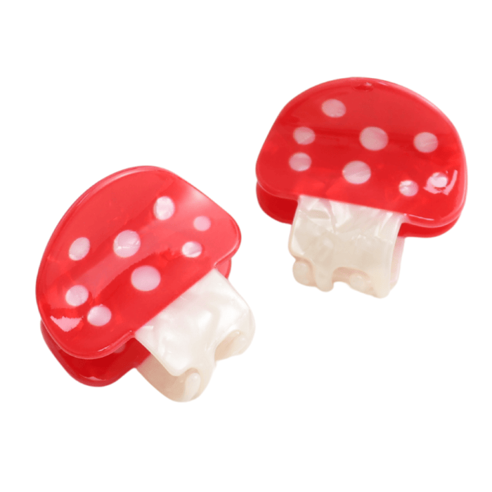 Pure Fashions Hair Accessories Mini Mushroom Hair Claw Clips Twin Pack Red