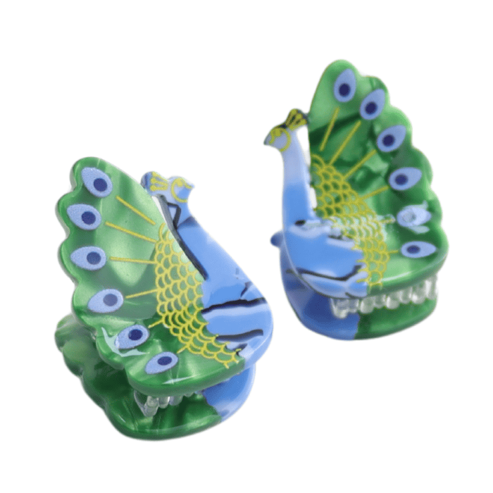 Pure Fashions Hair Accessories Peacock Hair Claw Clips Twin Pack