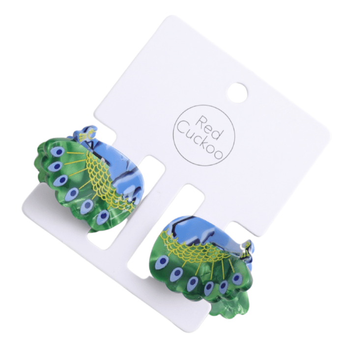 Pure Fashions Hair Accessories Peacock Hair Claw Clips Twin Pack