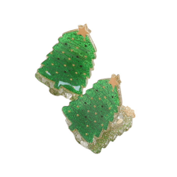 Pure Fashions Hair Accessories Xmas Tree Hair Claw Clips Twin Pack