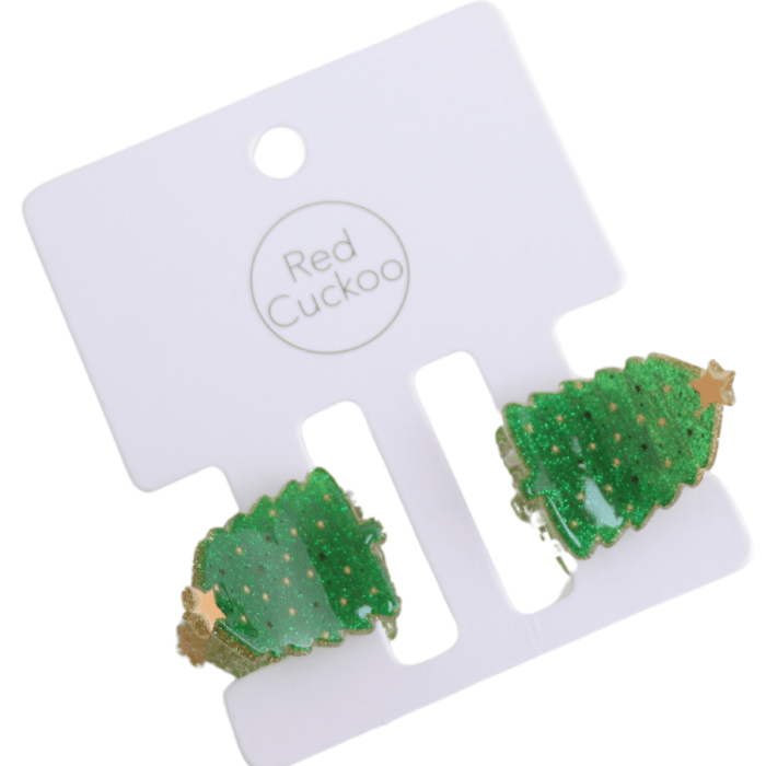 Pure Fashions Hair Accessories Xmas Tree Hair Claw Clips Twin Pack