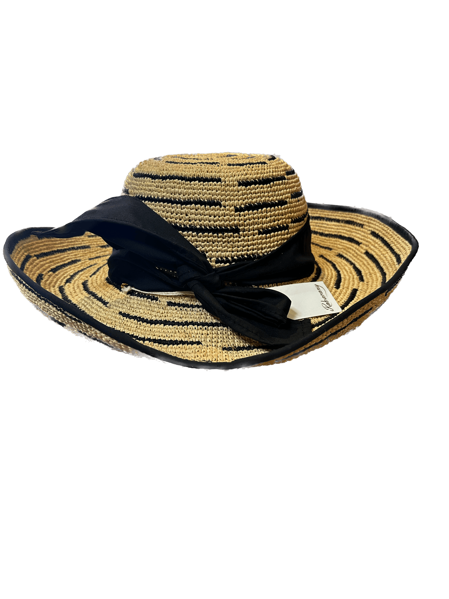 Rabarany Hats & Gloves Natural & Black Raffia Hat
