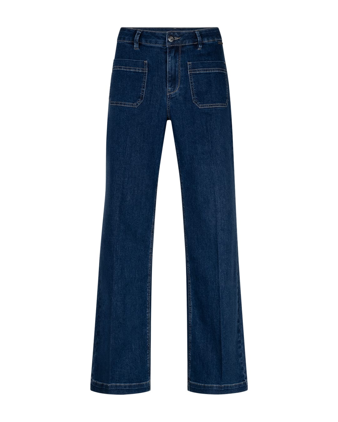 RED BUTTON Trousers Colette Front Patch Pocket Wide Leg Jeans in Midstone