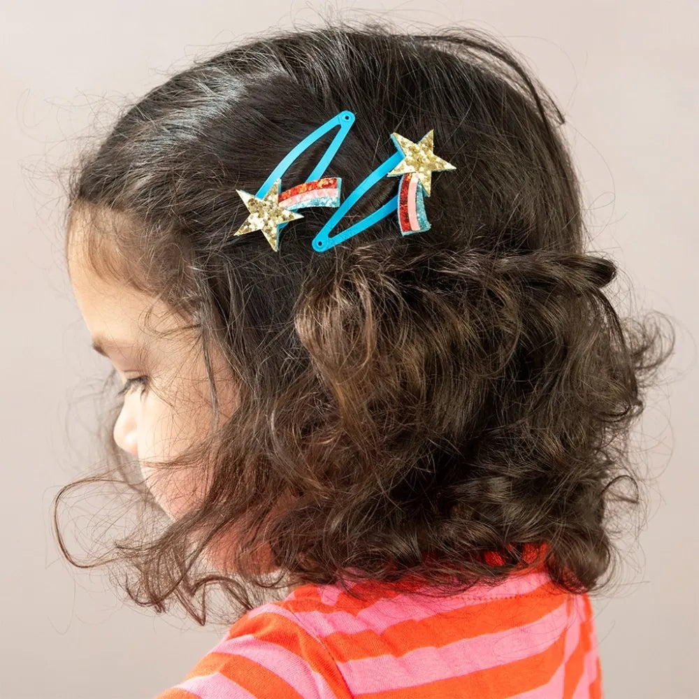 Rex London Hair Accessories Glitter hair clips (set of 2) - Shooting Stars