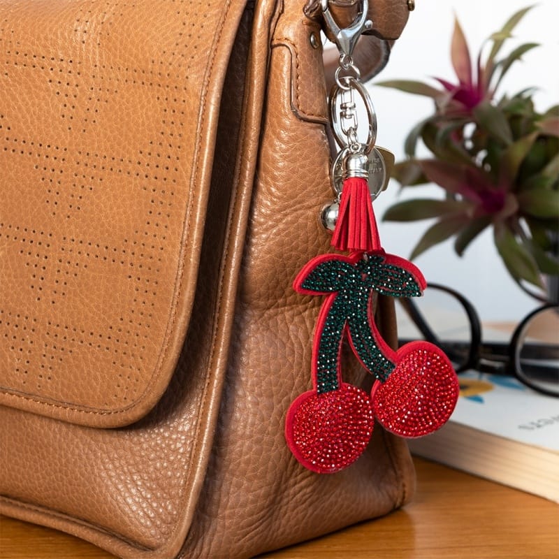 Rex London Keyrings Sparkly keyring bag charm - Cherry