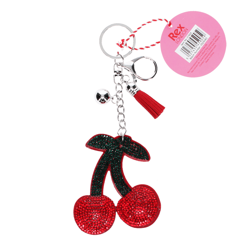 Rex London Keyrings Sparkly keyring bag charm - Cherry