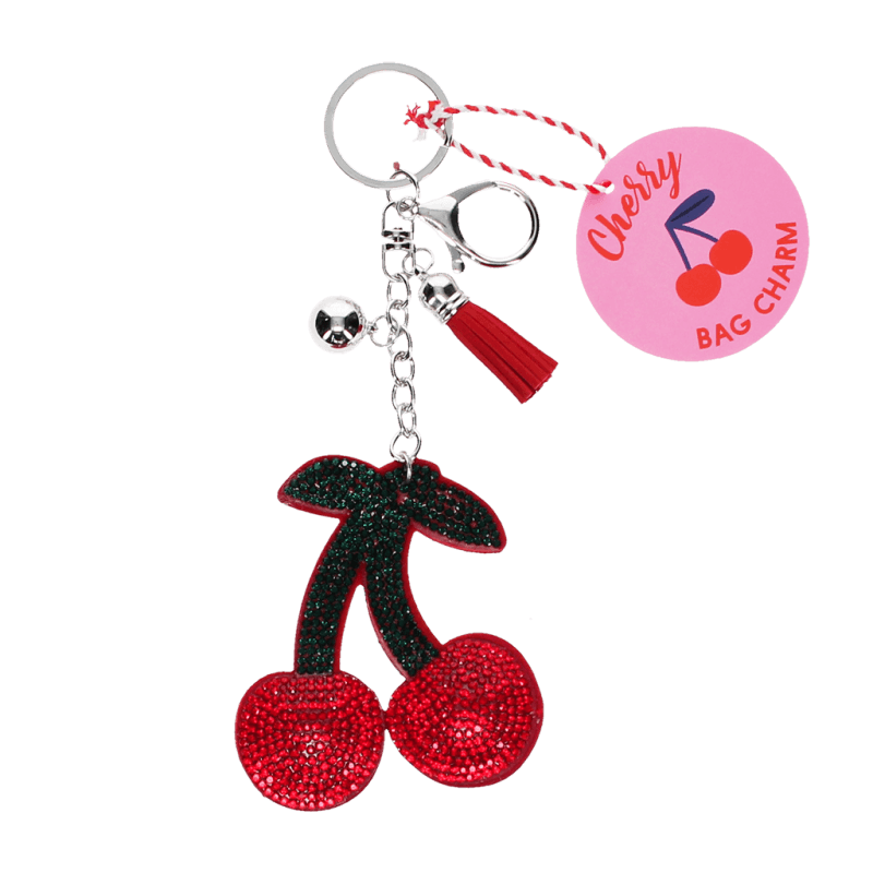 Rex London Keyrings Sparkly keyring bag charm - Cherry