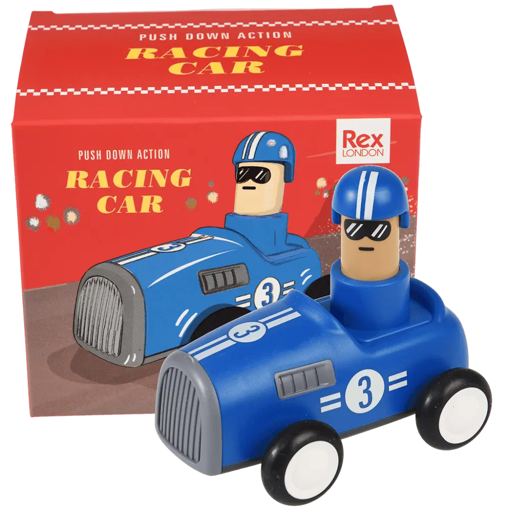 Rex London Toys Push Down Action Racing Car - Blue