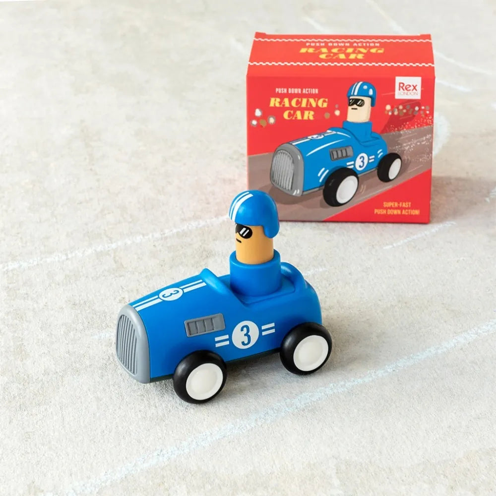 Rex London Toys Push Down Action Racing Car - Blue
