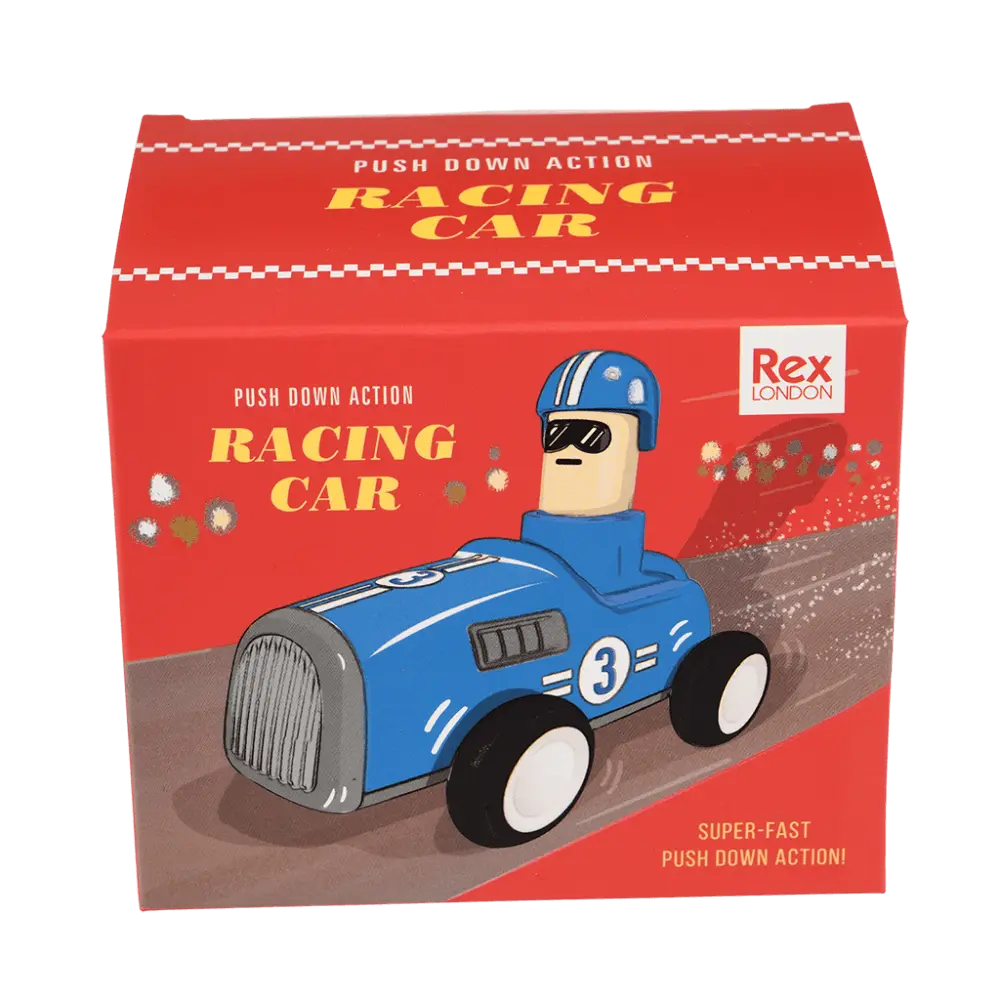 Rex London Toys Push Down Action Racing Car - Blue