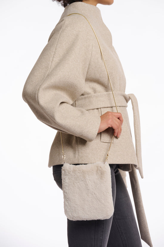 Rino & Pelle Bags Doxy Faux Fur Shoulder Bag in Birch