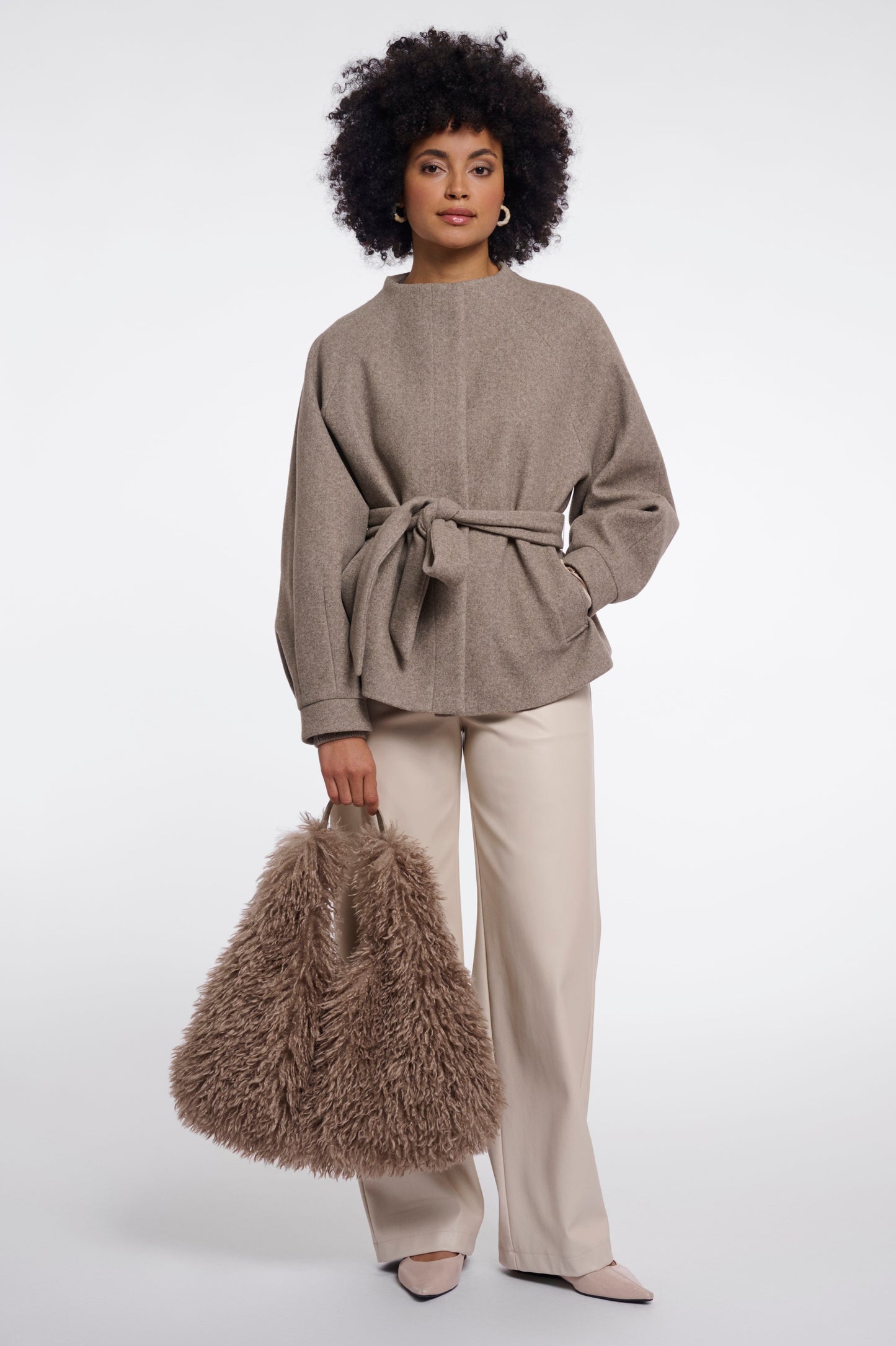 Rino & Pelle Bags Gusta Plush Faux Fur Shoulder Bag