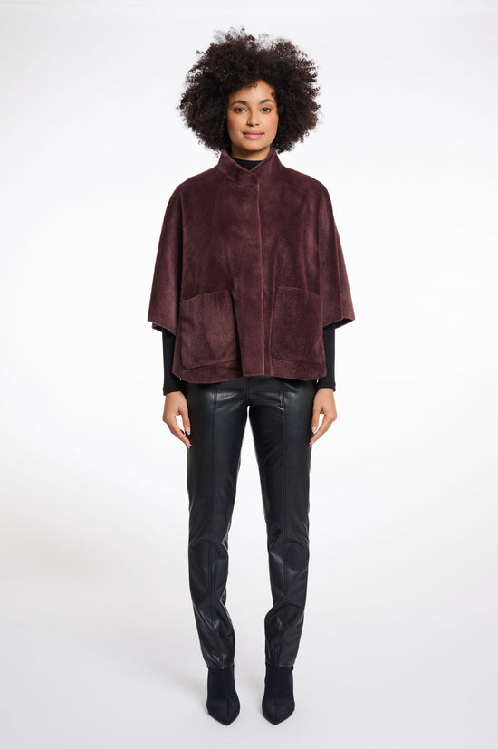 Rino & Pelle Coats Dewi Faux Fur Cape in Chocolate Bean