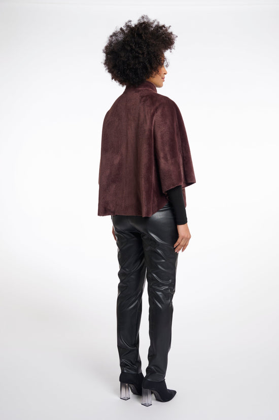 Rino & Pelle Coats Dewi Faux Fur Cape in Chocolate Bean