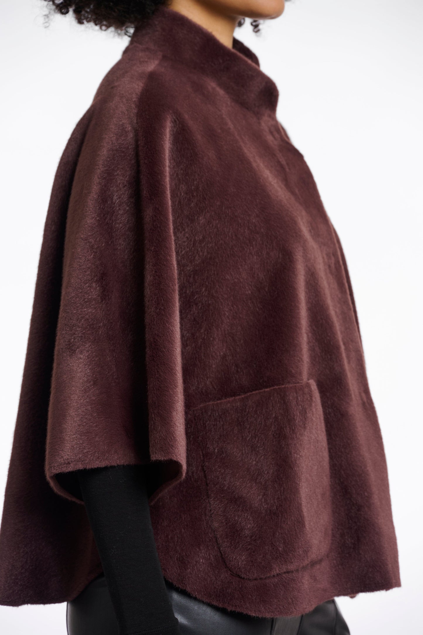 Rino & Pelle Coats Dewi Faux Fur Cape in Chocolate Bean