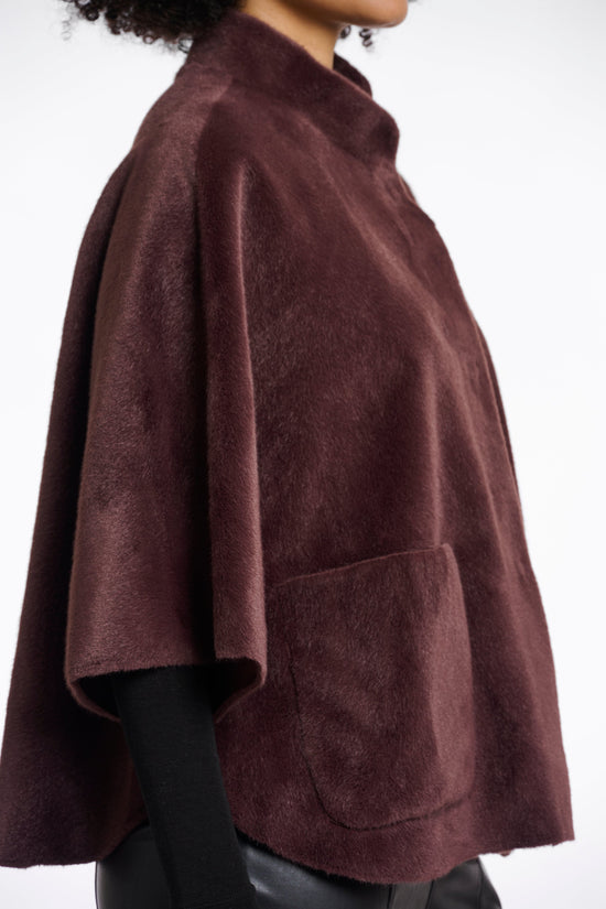 Rino & Pelle Coats Dewi Faux Fur Cape in Chocolate Bean