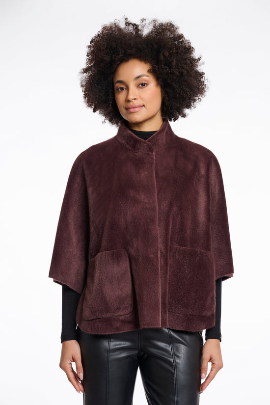 Rino & Pelle Coats Dewi Faux Fur Cape in Chocolate Bean