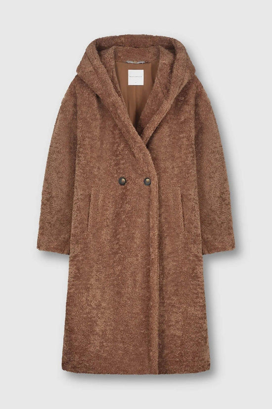 Jen Long Hooded Double Breasted Coat Caramel NELLIE DOVE