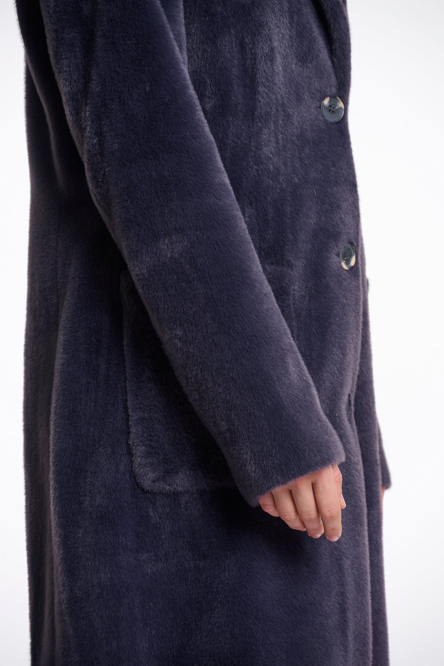 Rino & Pelle Coats Lenna Faux Fur Coat in Night Grey