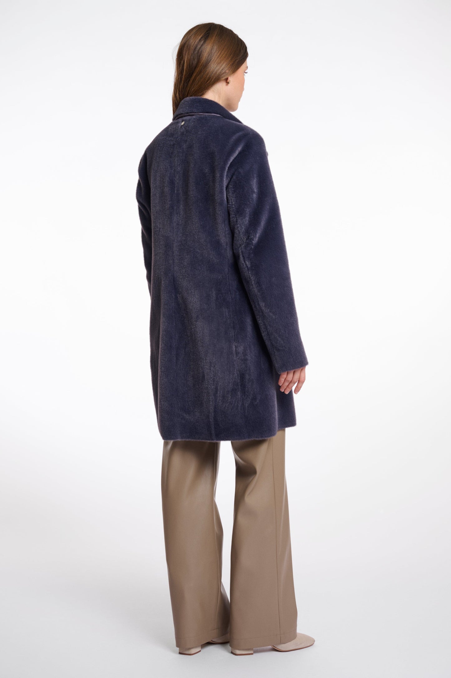 Rino & Pelle Coats Lenna Faux Fur Coat in Night Grey