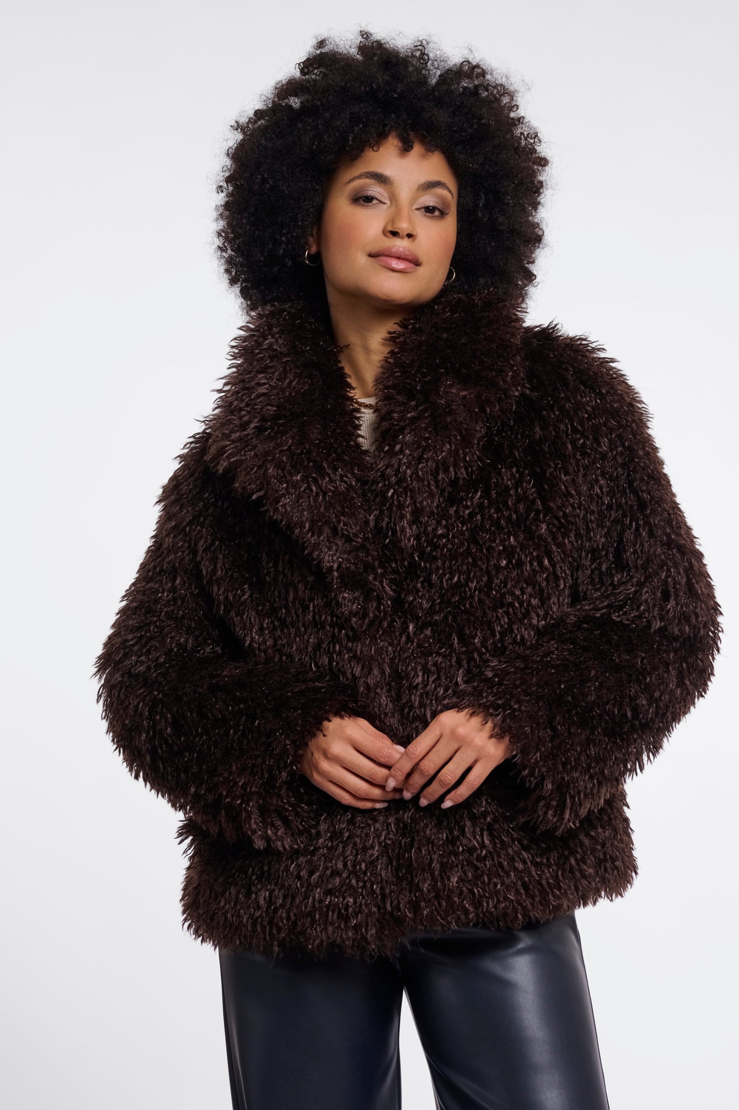 Rino & Pelle Coats Lias Faux Fur Jacket with Revere Collar