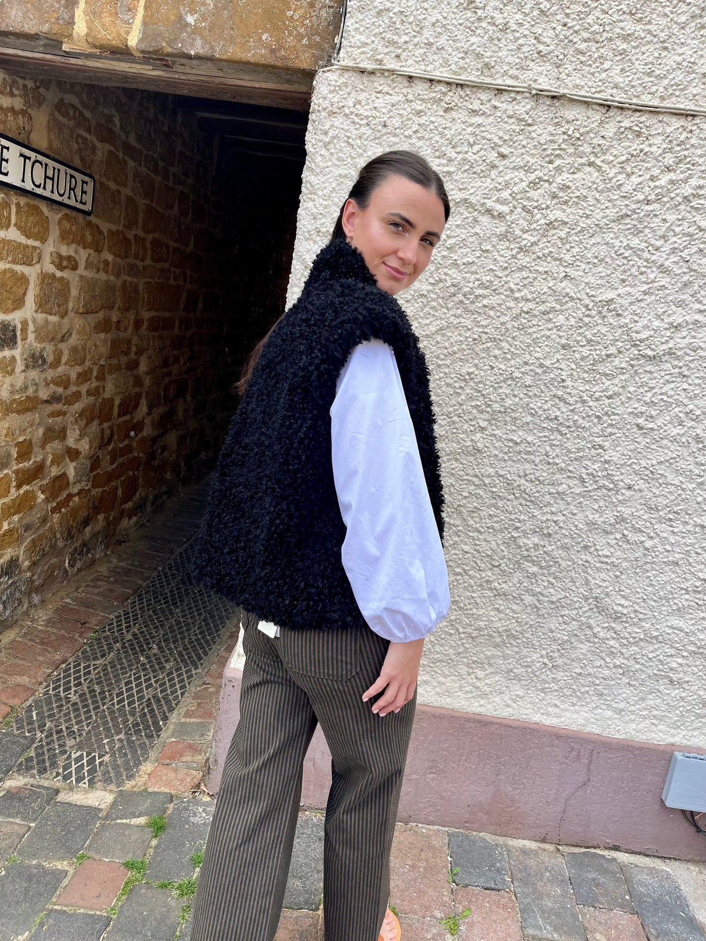 Rino & Pelle JACKET Freya Teddy Waistcoat in Black