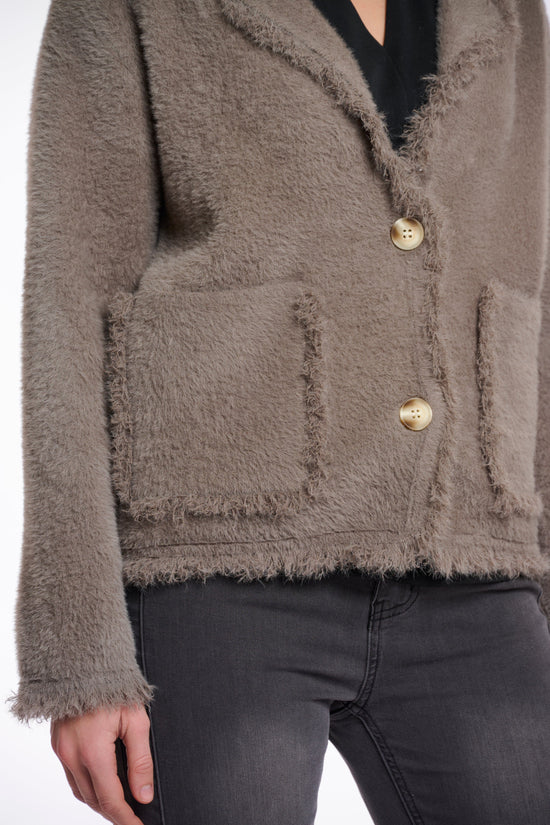 Rino & Pelle JACKET Sena Cardigan with Fringe in Taupe