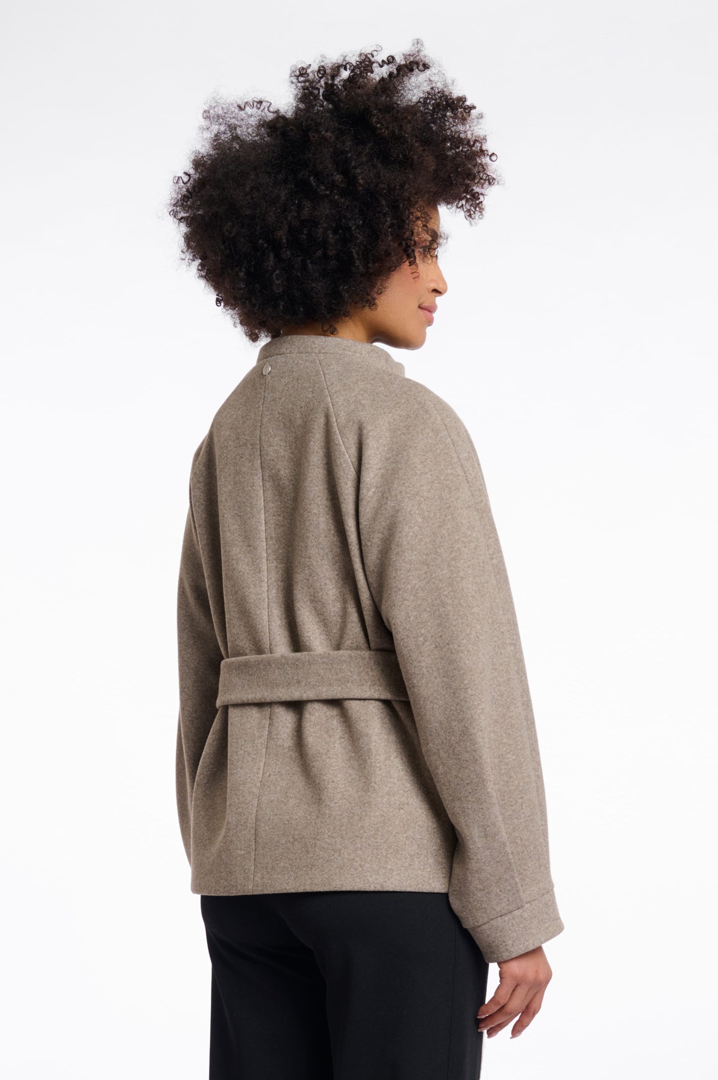 Rino & Pelle Jackets Cornelia Short Coat with Collar in Toffee Melange