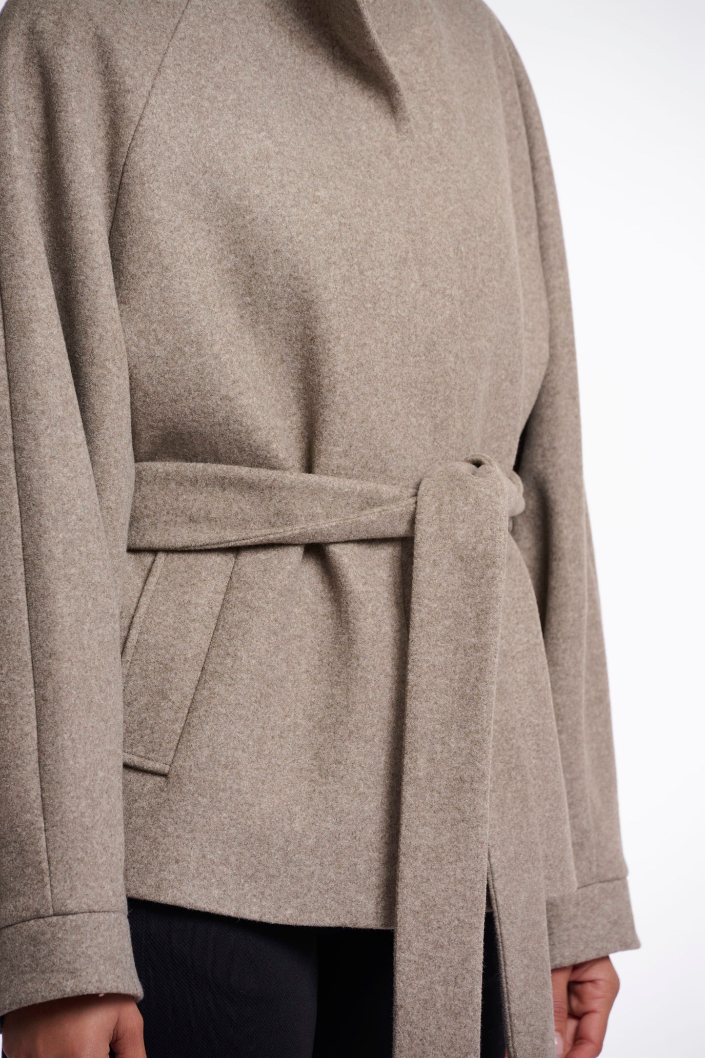 Rino & Pelle Jackets Cornelia Short Coat with Collar in Toffee Melange