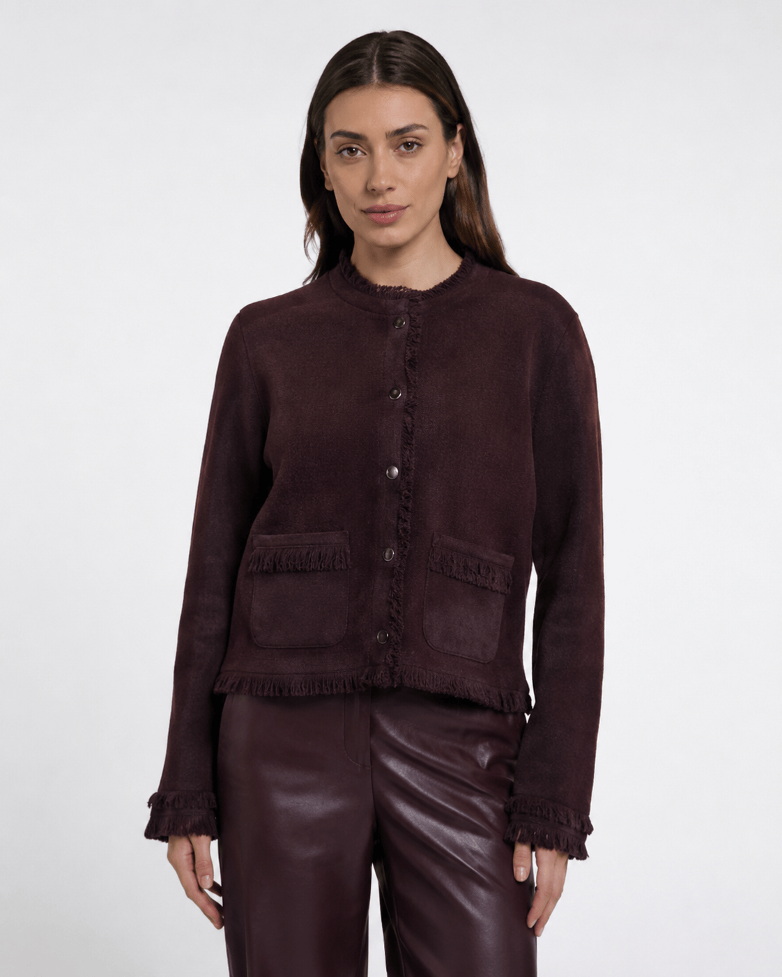 Rino & Pelle Jackets Florieke Fringe Detail Jacket in Fudge Cloak