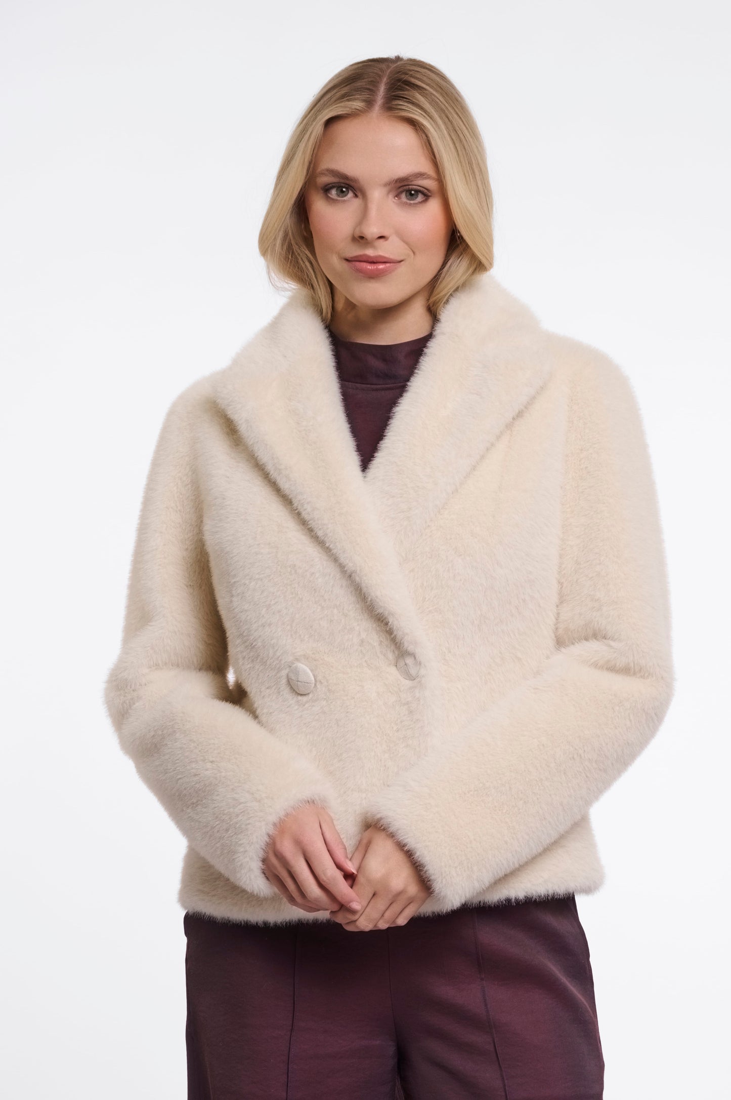 Rino & Pelle Jackets Mayli Short Double-Breasted Jacket in Birch
