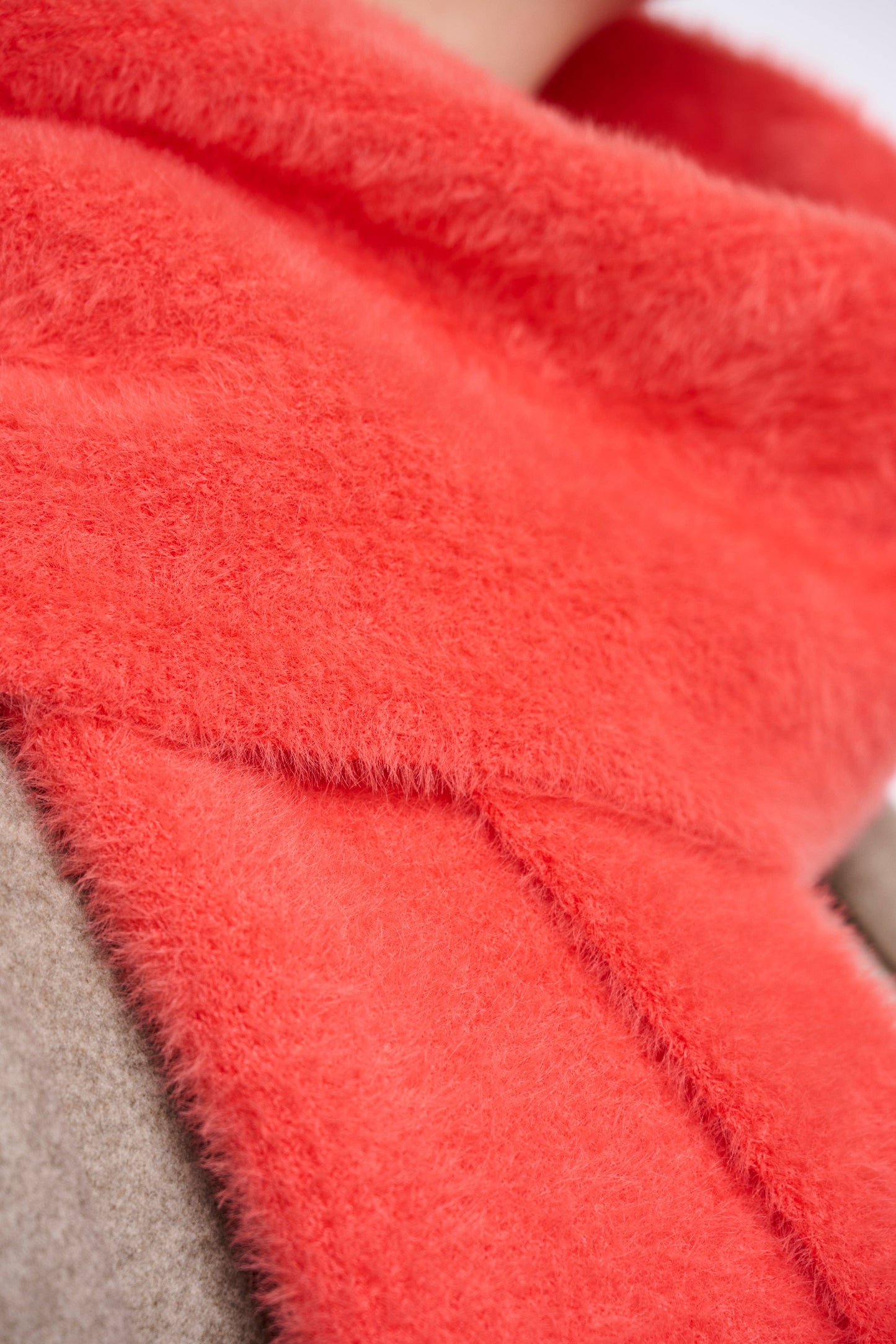 Rino & Pelle Scarf Leah Knitted Scarf in Bright Coral