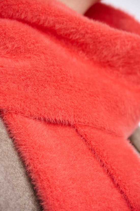 Rino & Pelle Scarf Leah Knitted Scarf in Bright Coral