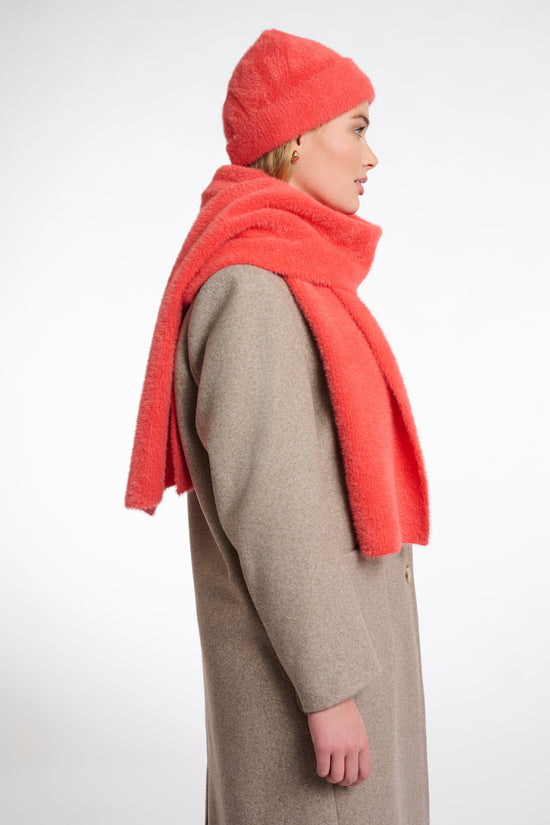 Rino & Pelle Scarf Leah Knitted Scarf in Bright Coral
