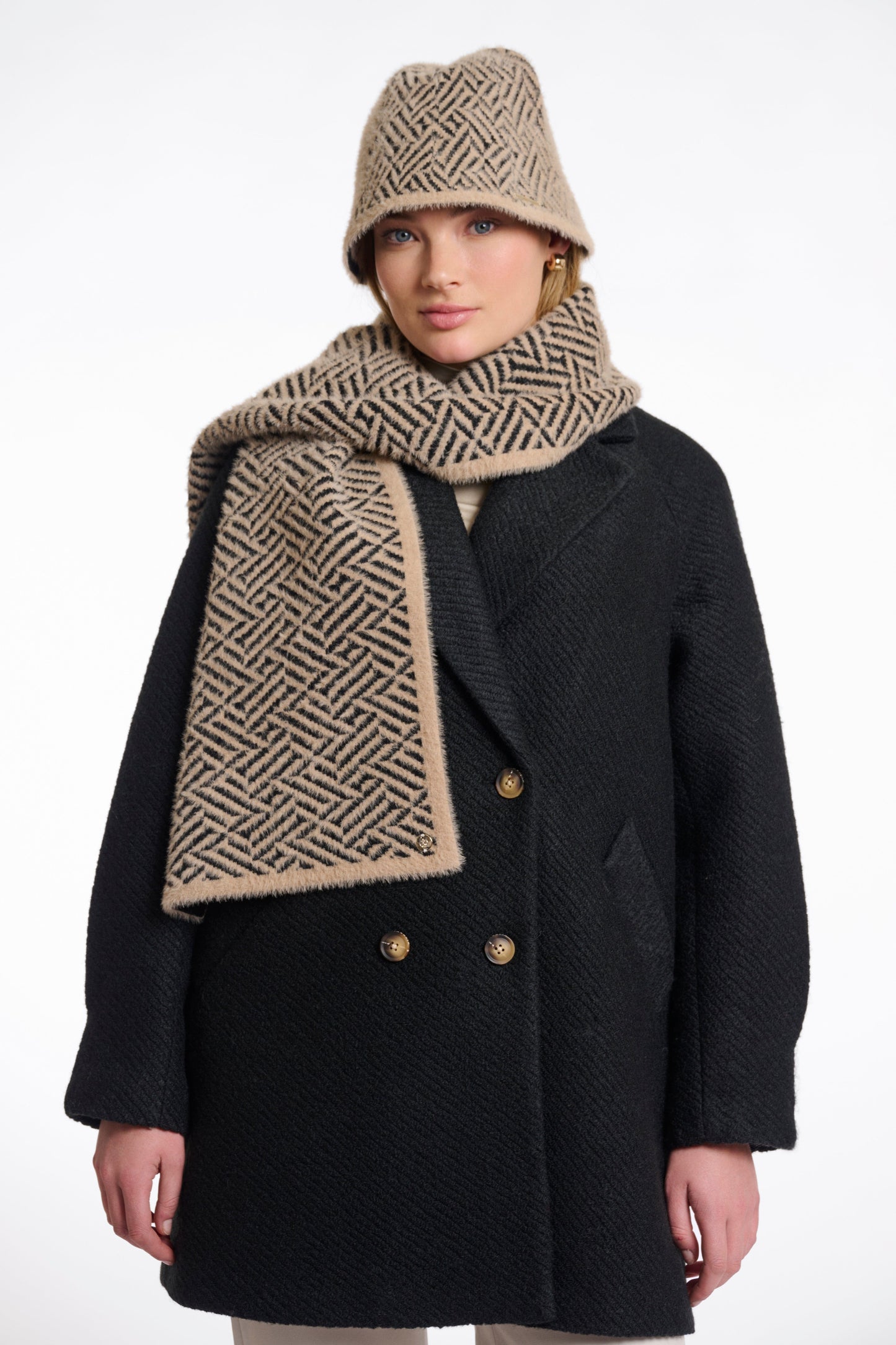 Rino & Pelle Scarves Leah Scarf in Sand Graphic