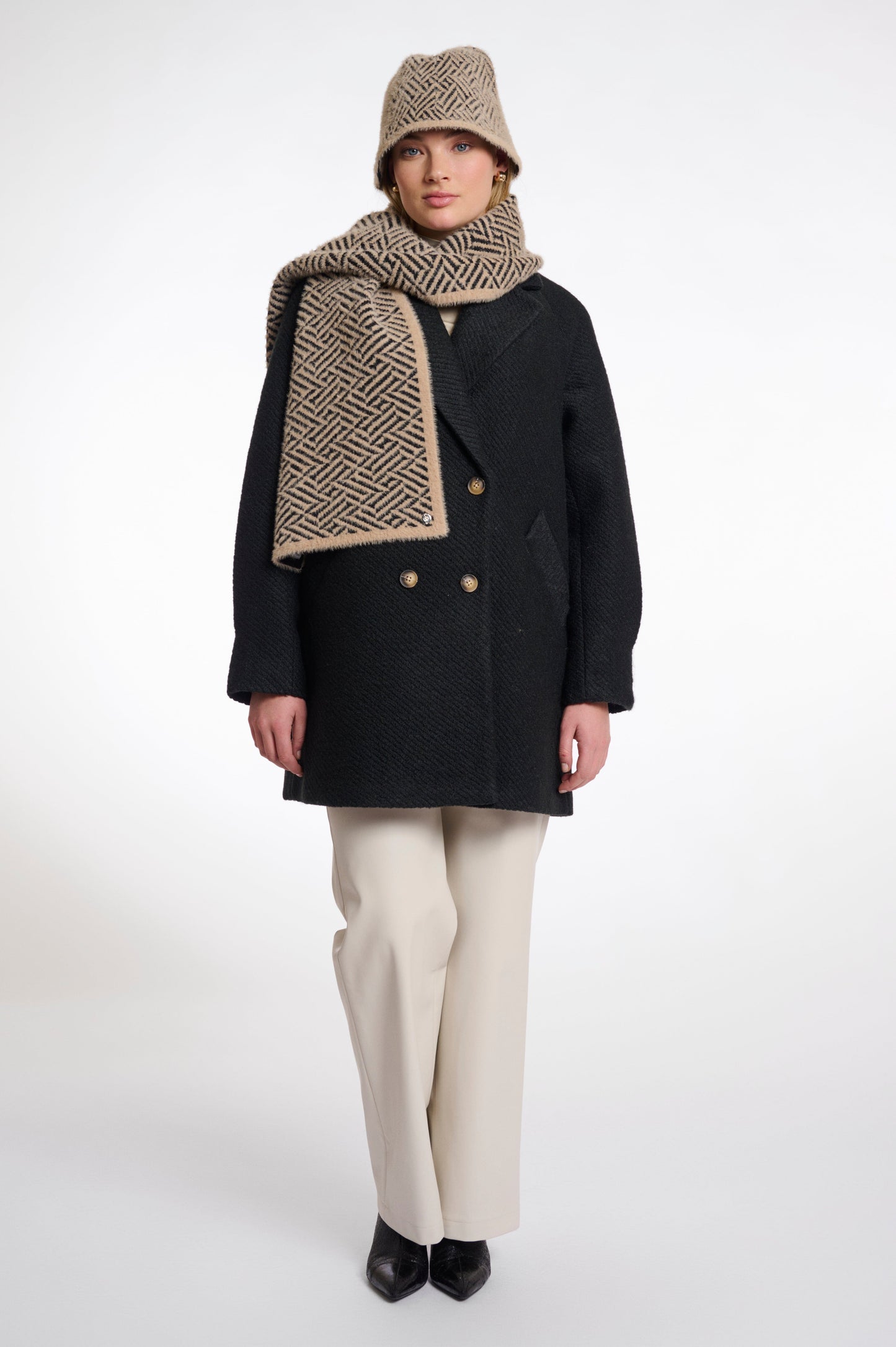 Rino & Pelle Scarves Leah Scarf in Sand Graphic