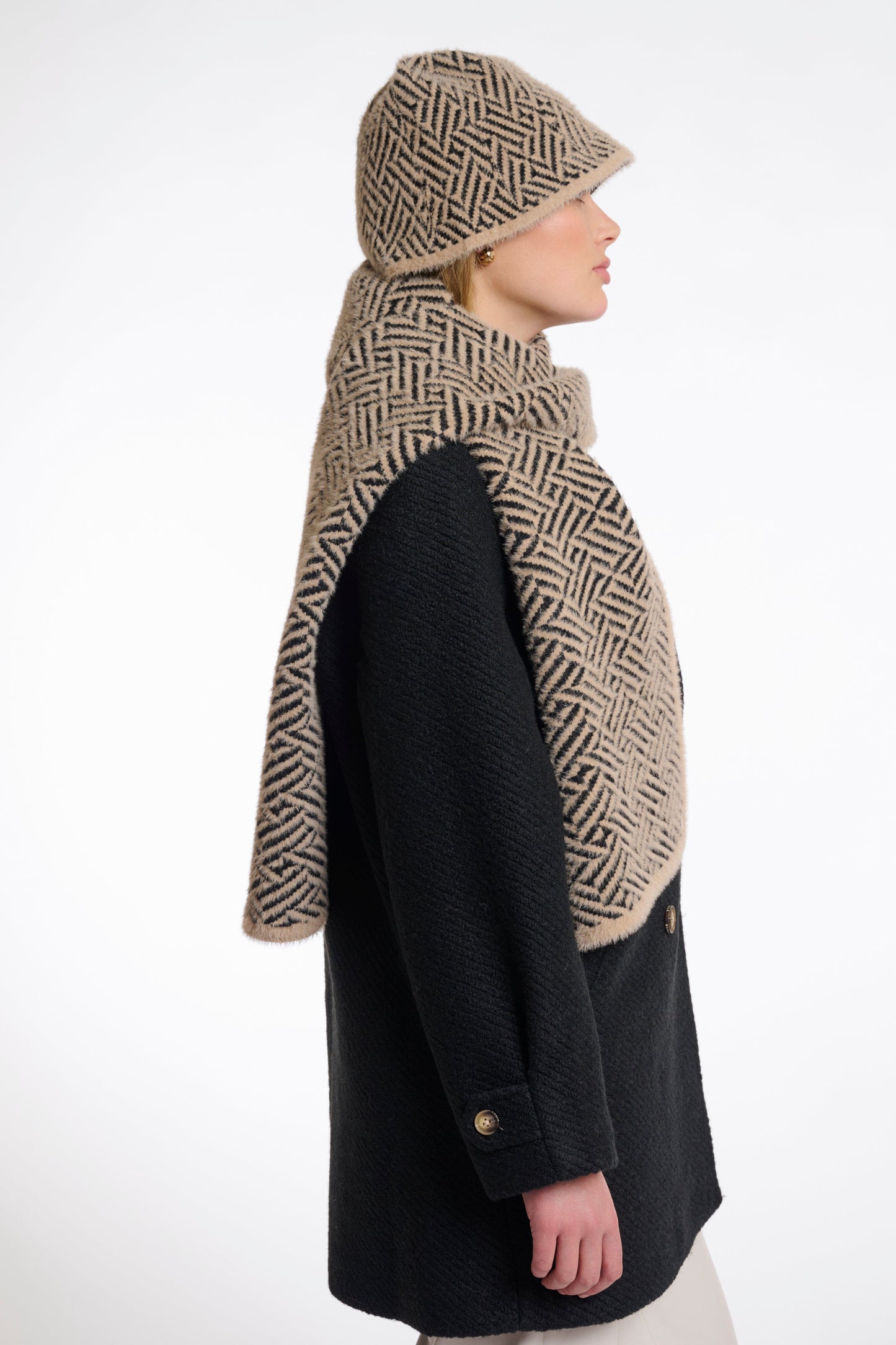 Rino & Pelle Scarves Leah Scarf in Sand Graphic