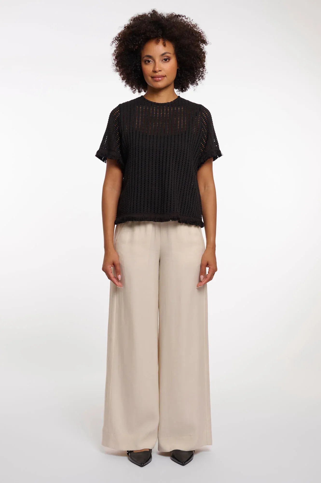 Rino & Pelle Tops Flora Knitted Top in Black