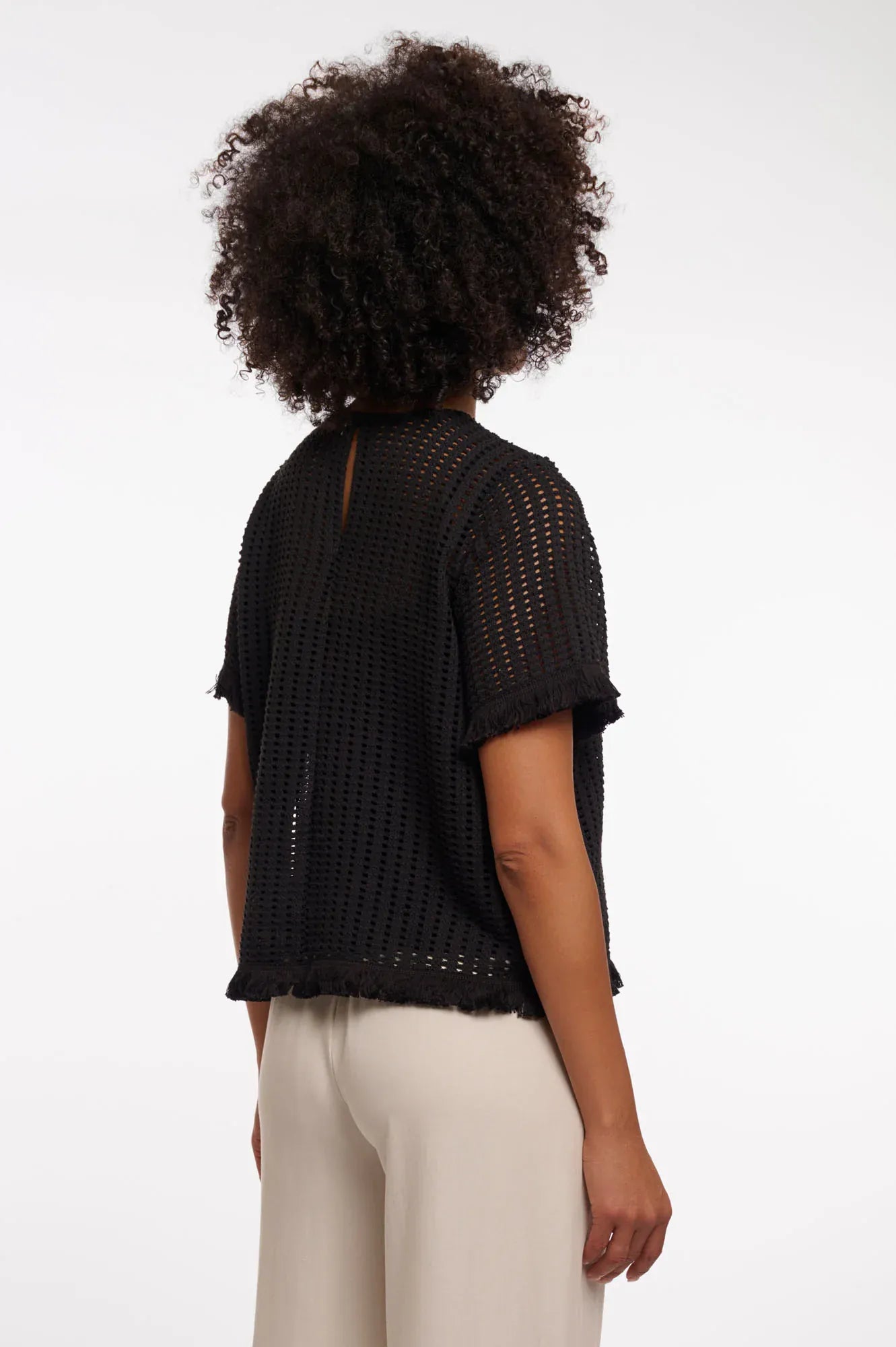Rino & Pelle Tops Flora Knitted Top in Black