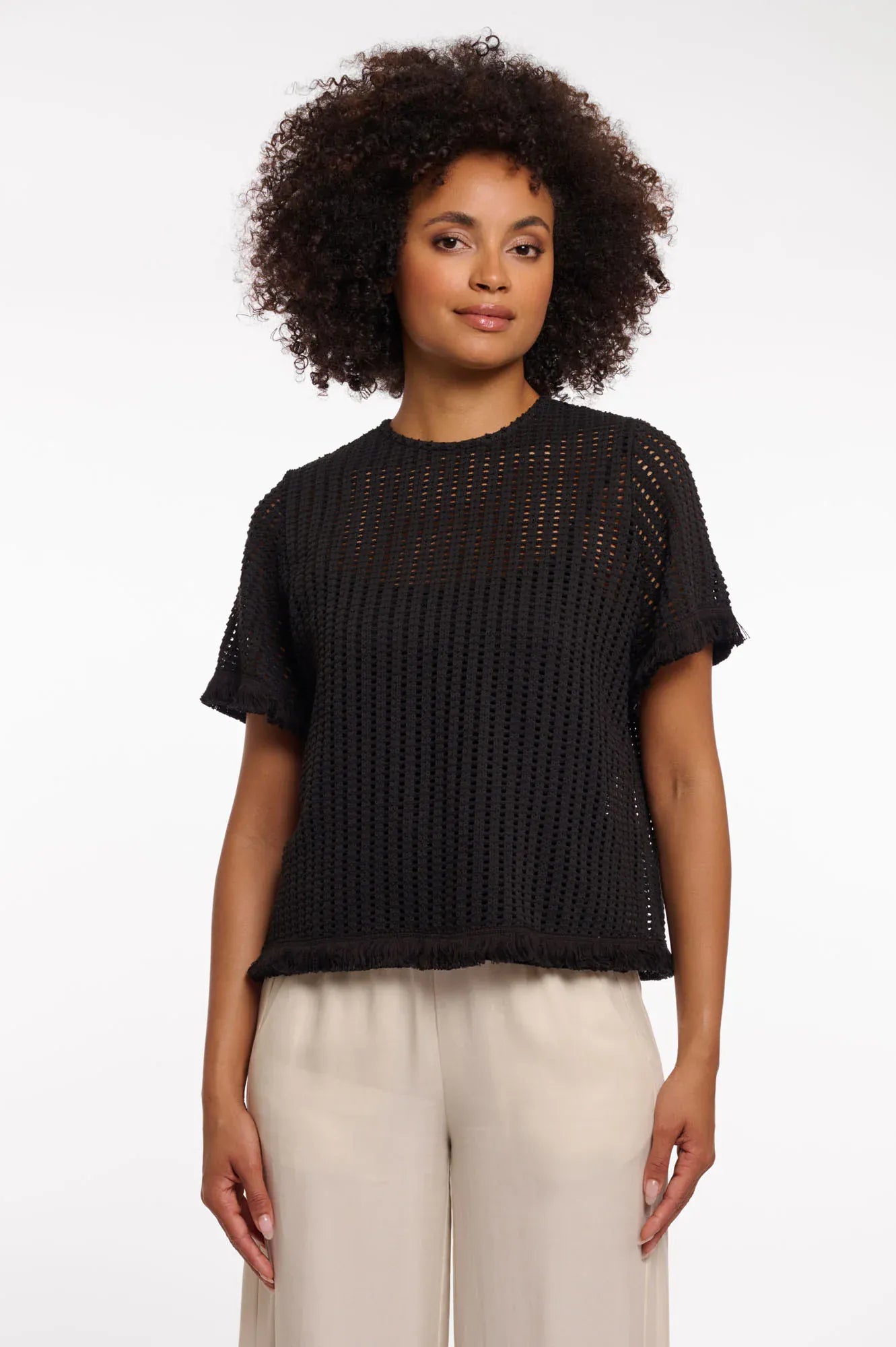 Rino & Pelle Tops Flora Knitted Top in Black