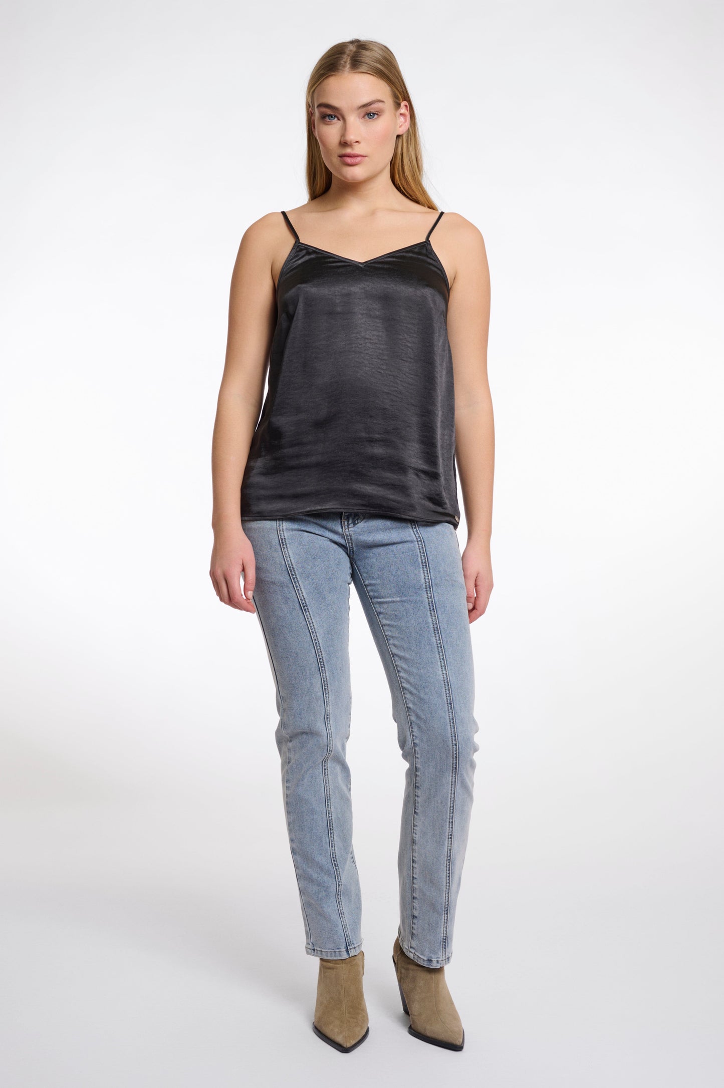 Rino & Pelle Tops Ivy Satin Top with Adjustable Straps
