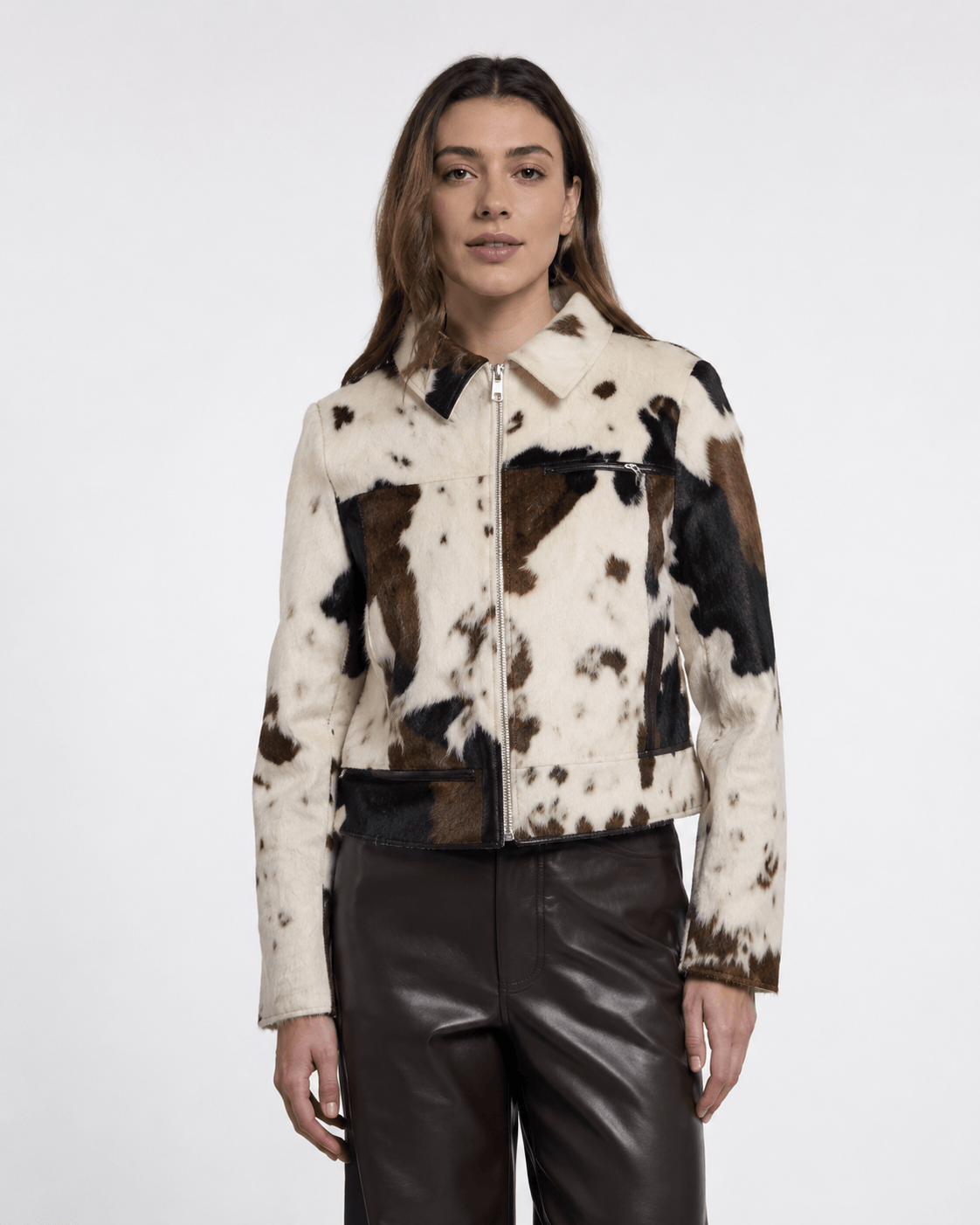Rino & Pelle Touka Cow Print Zip Jacket