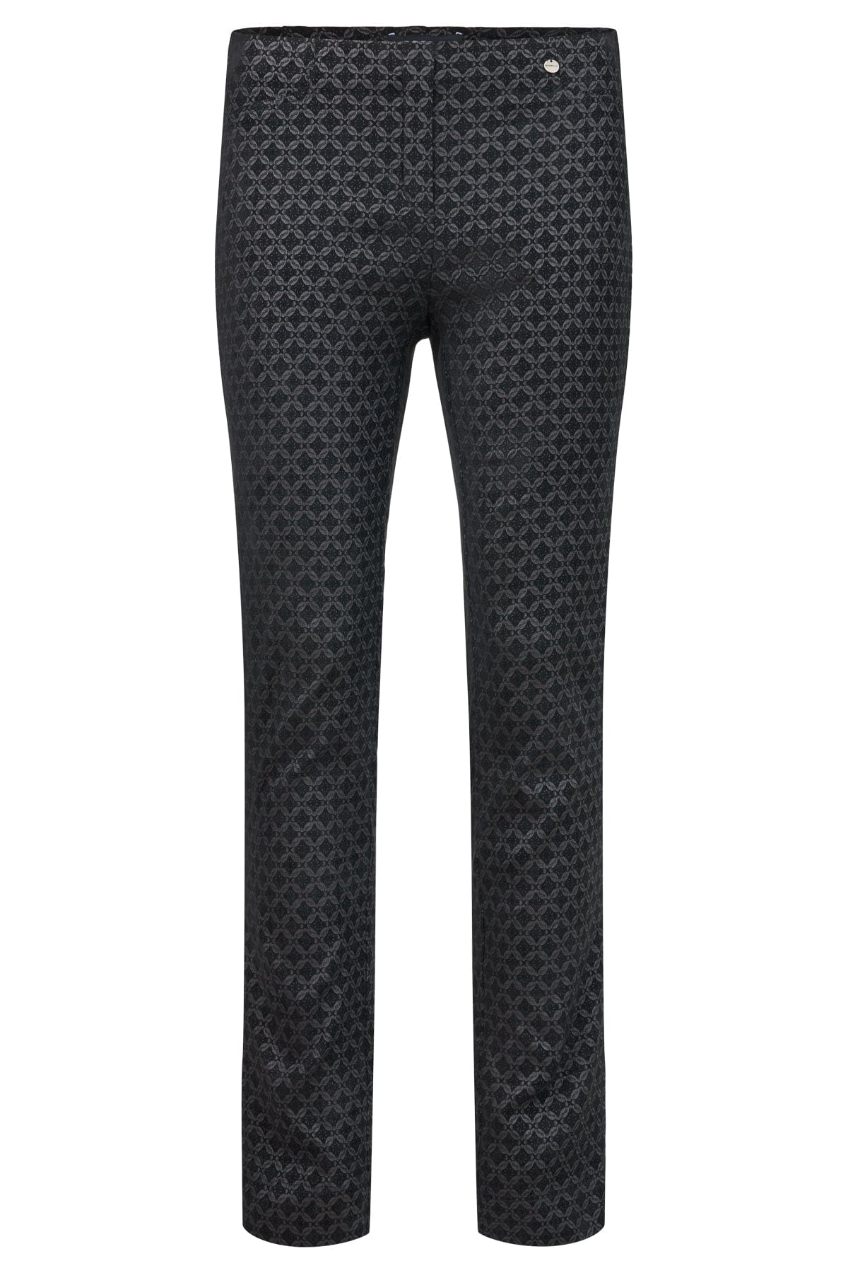 Robell Trousers Rose Trousers in Geometric Black